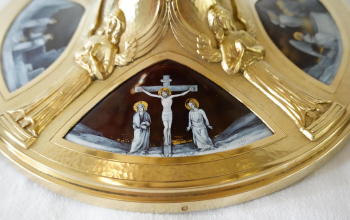 Solid silver gilt antique French Romanesque Chalice.